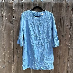 Zara chambray dress with bell sleeves (L)